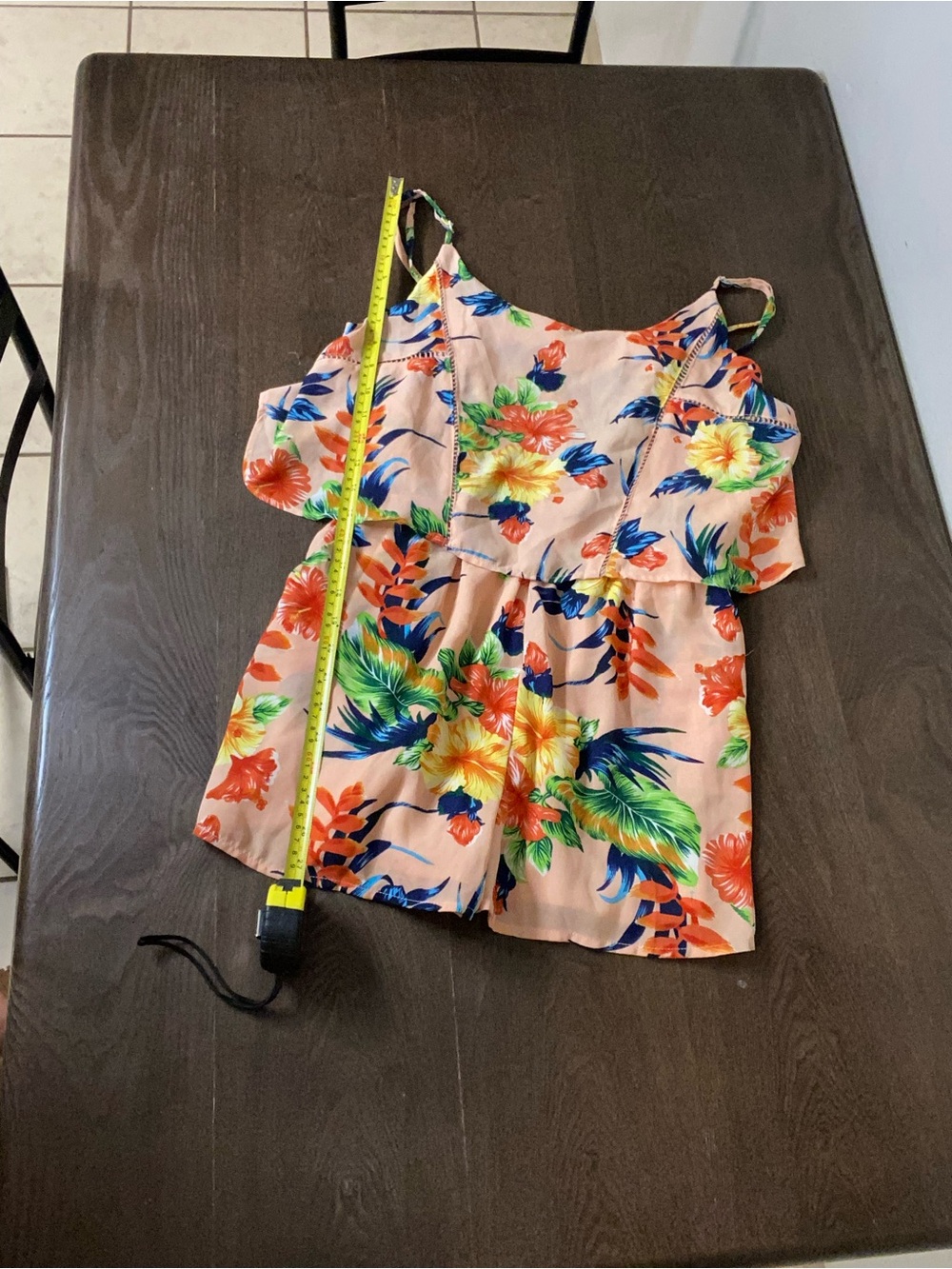 Peach Tropical Floral Sleeveless Romper - Women's Lightweight Jumpsuit